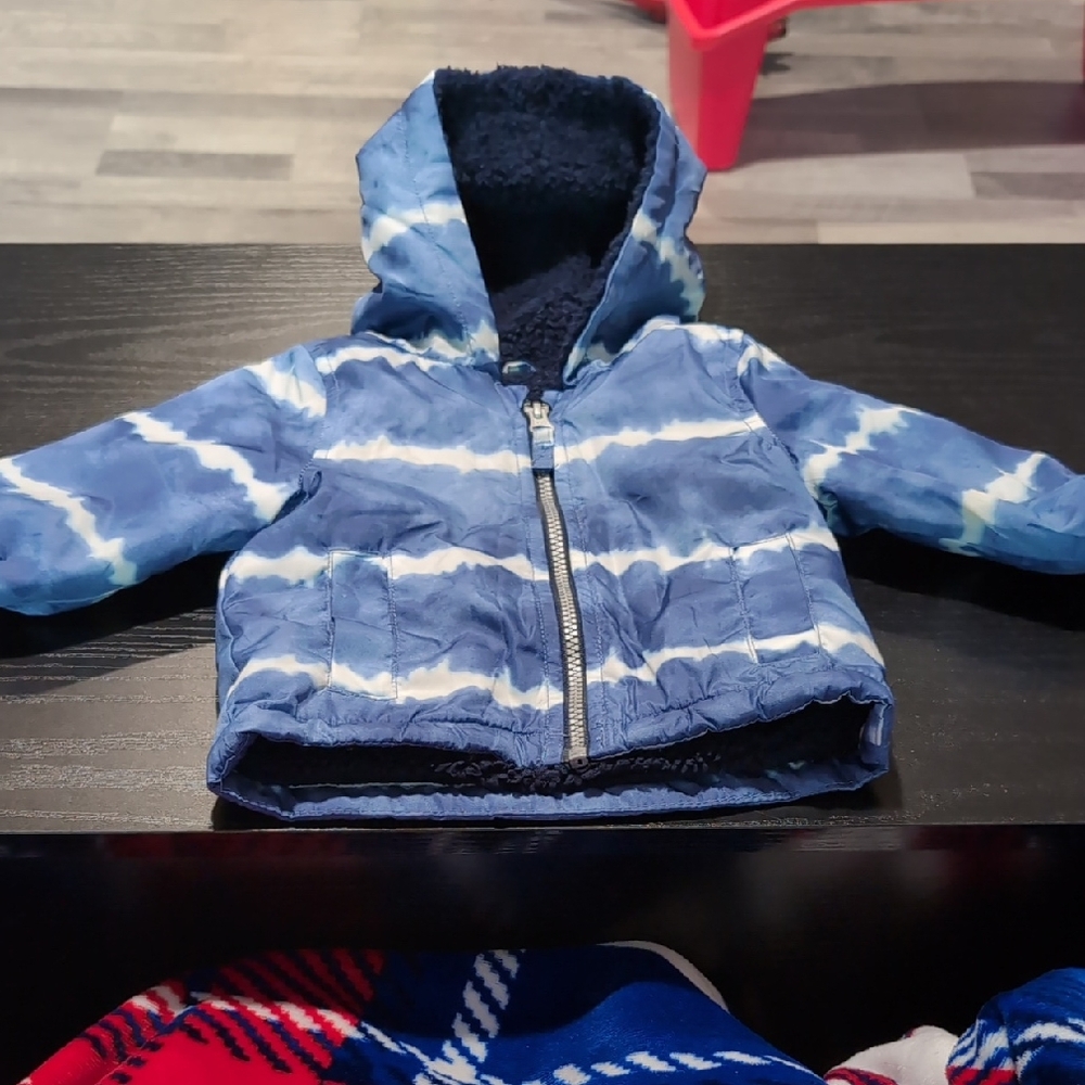 OshKosh B'gosh Blue and White Hooded Baby Jacket